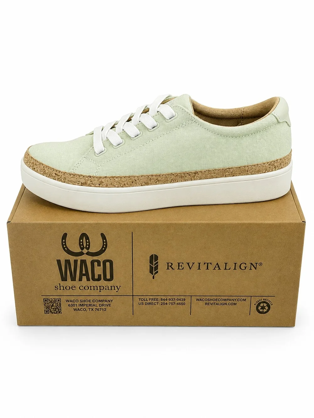 Revitalign Light Green Canvas Lace Up Slip On Comfort Sneakers NIB Womens 7-11